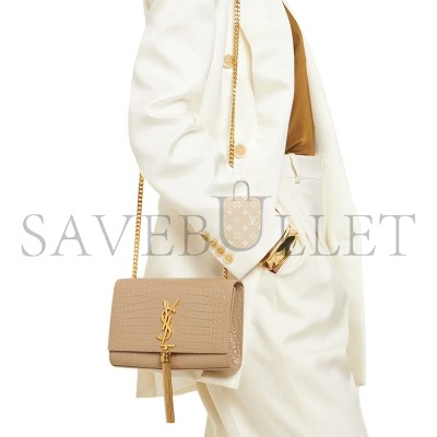 YSL KATE SMALL TASSEL IN CROCODILE-EMBOSSED LEATHER 474366DND0J2721 (20*12.5*5cm)