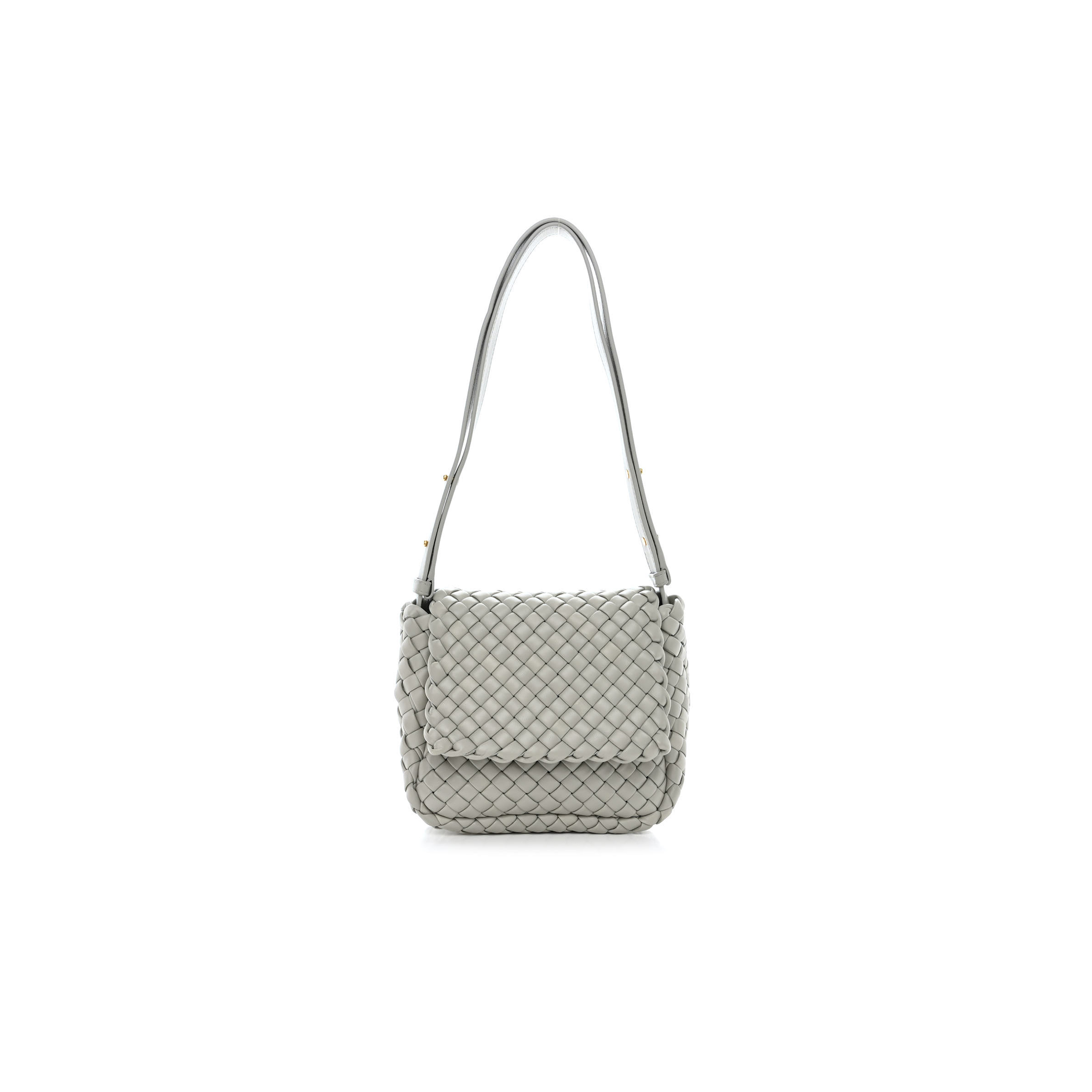 BOTTEGA VENETA NAPPA INTRECCIO MINI COBBLE SHOULDER BAG AGATE GREY (19*18*9cm) BOTTEGA VENETA NAPPA INTRECCIO MINI COBBLE SHOULDER BAG AGATE GREY (19*18*9cm)