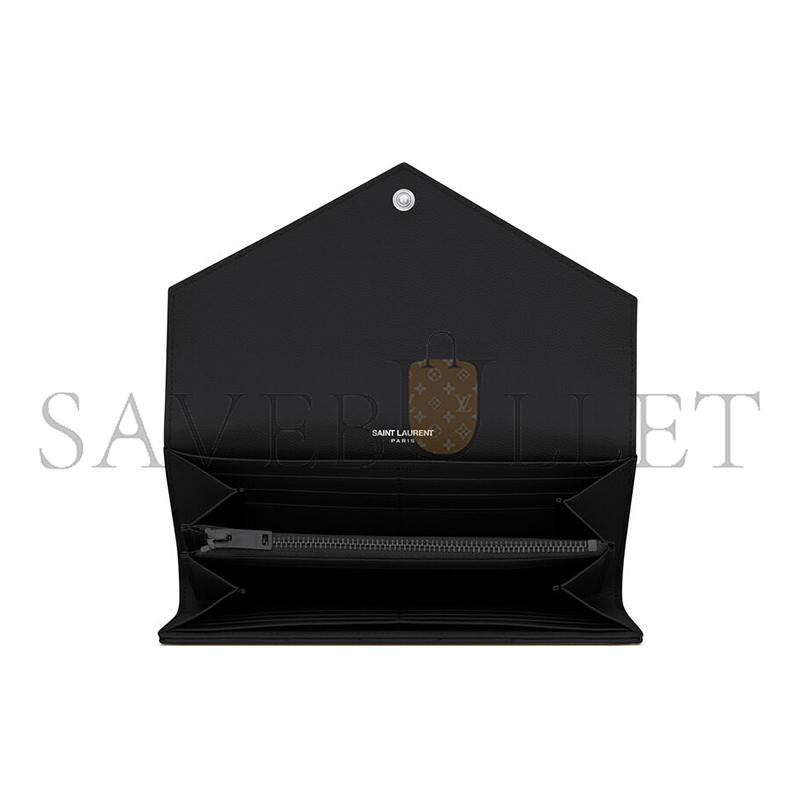 YSL CASSANDRE MATELASSÉ LARGE FLAP WALLET IN GRAIN DE POUDRE LEATHER 372264BOW081000 (19*11*3cm) YSL CASSANDRE MATELASSÉ LARGE FLAP WALLET IN GRAIN DE POUDRE LEATHER 372264BOW081000 (19*11*3cm)
